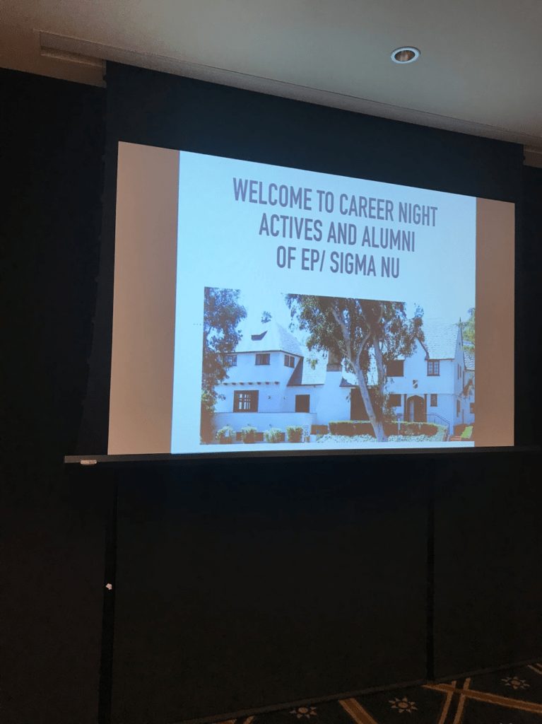 Career night on projector screen